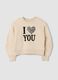 Sand cotton-blend crew-neck sweatshirt with heart print_0