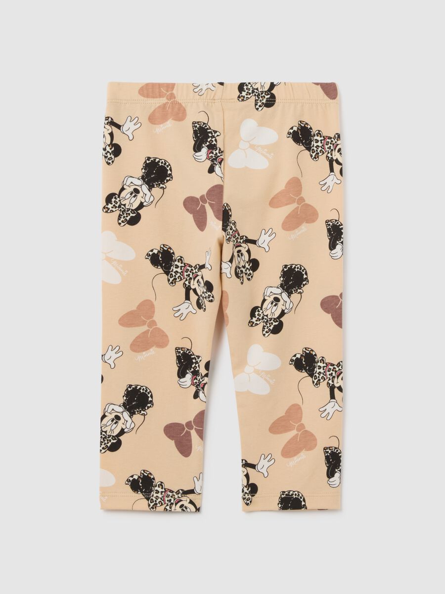 Girls' beige stretch cotton Disney print leggings_1