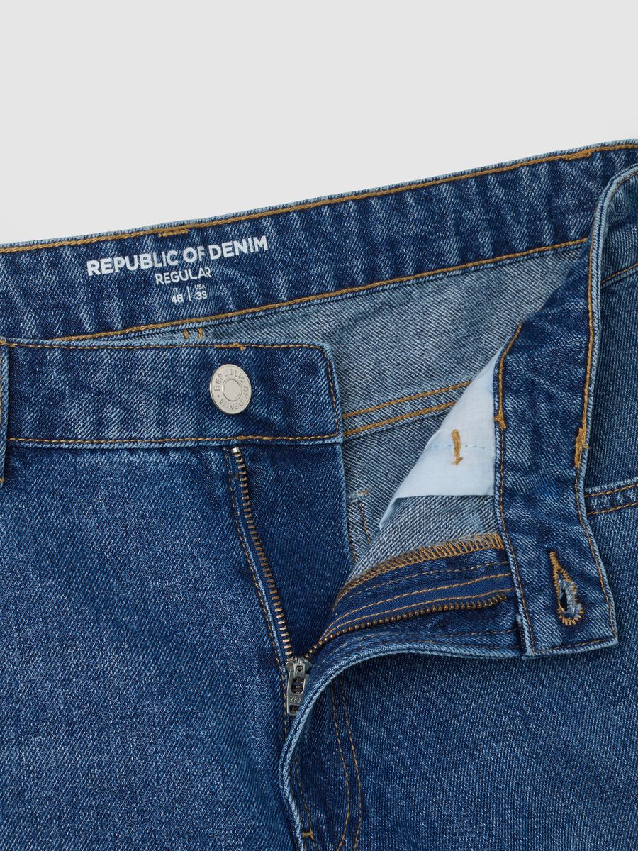Regular fit blue denim jeans_5