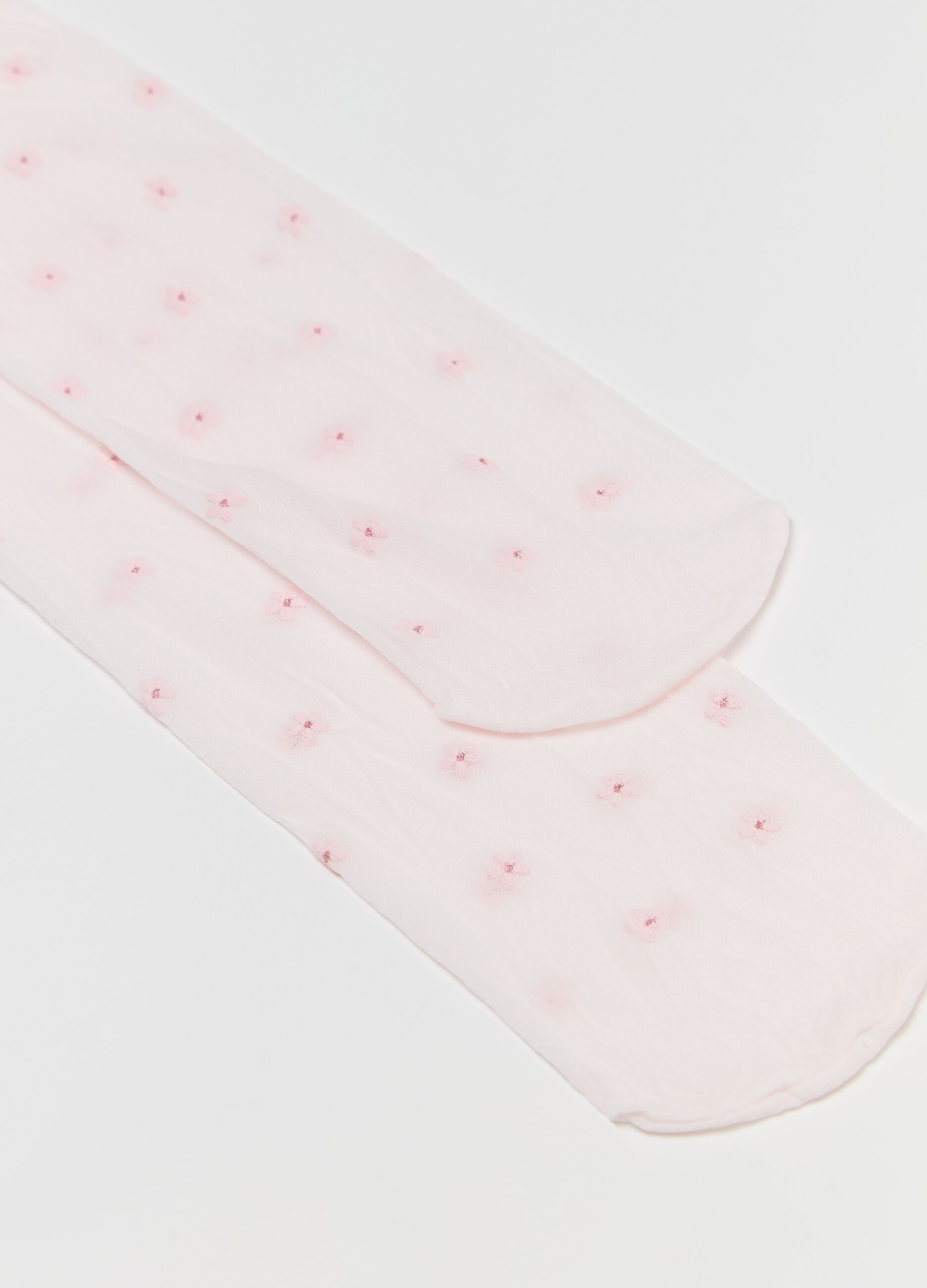 Collant con fiorellini glitter