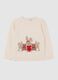 Maglione da bimba beige regular fit con ricami_0