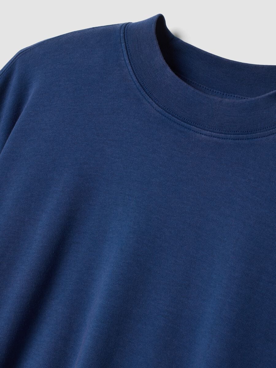 Blue crew-neck pure cotton boxy-fit T-shirt_5