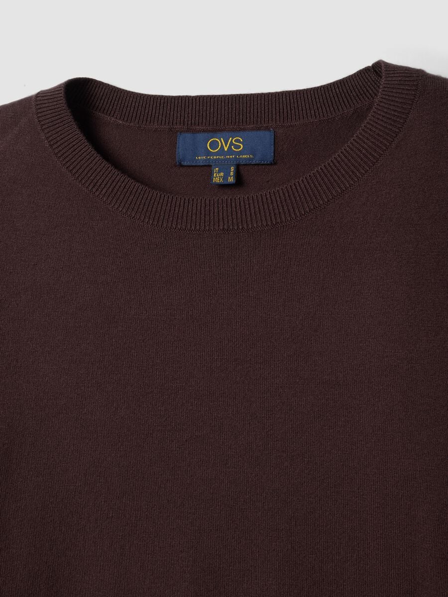 Maglia marrone in misto viscosa girocollo_5