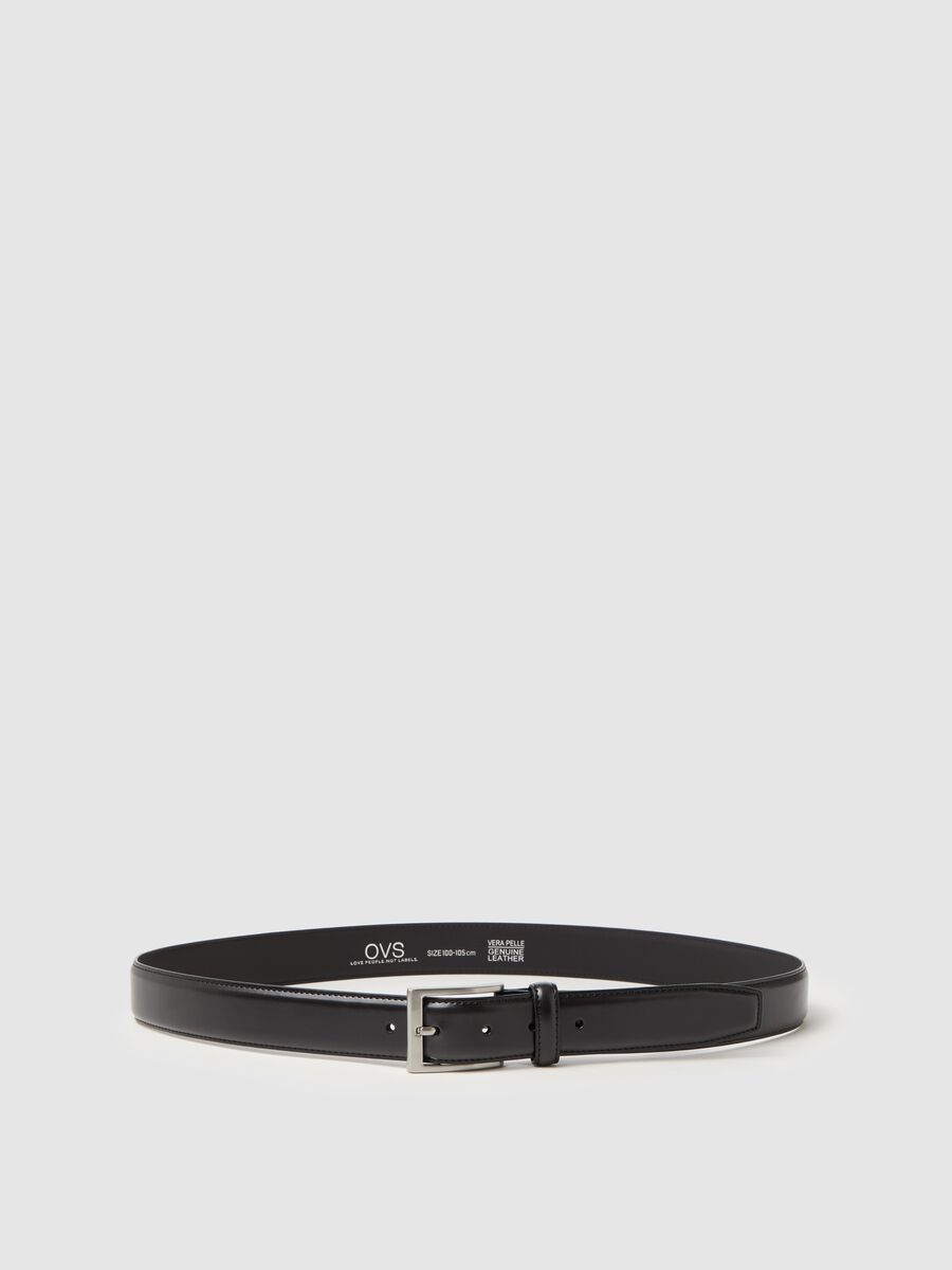 Leather belt with rectangular buckle_0