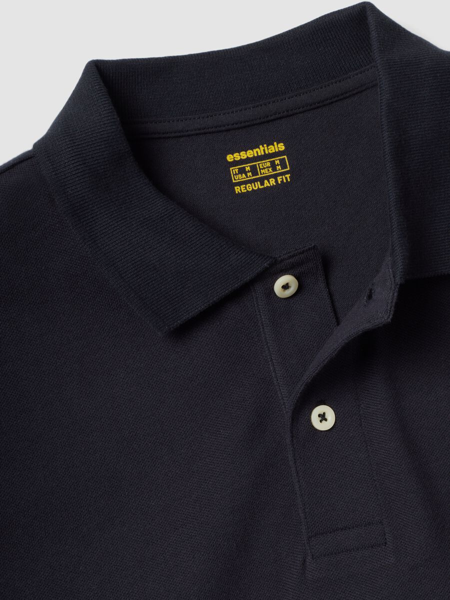 Polo nera in puro cotone piquet con colletto classico regular fit_2