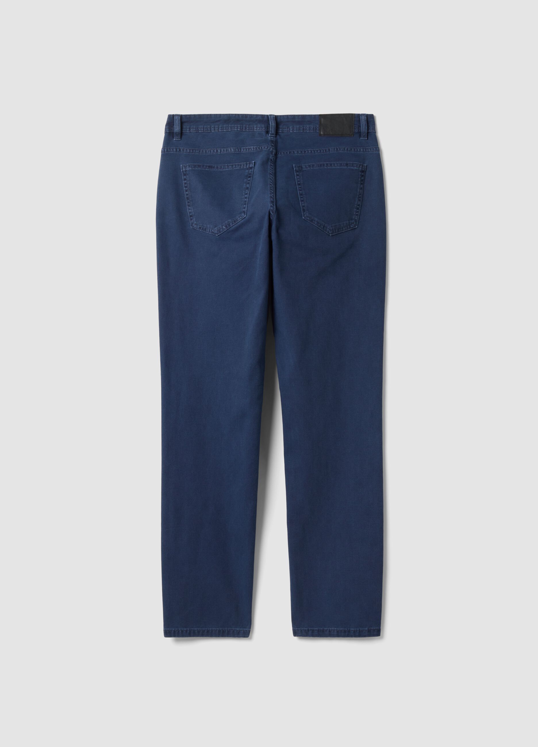 Pantaloni blu in cotone elasticizzato slim fit