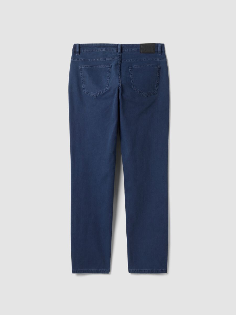Pantaloni blu in cotone elasticizzato slim fit_2