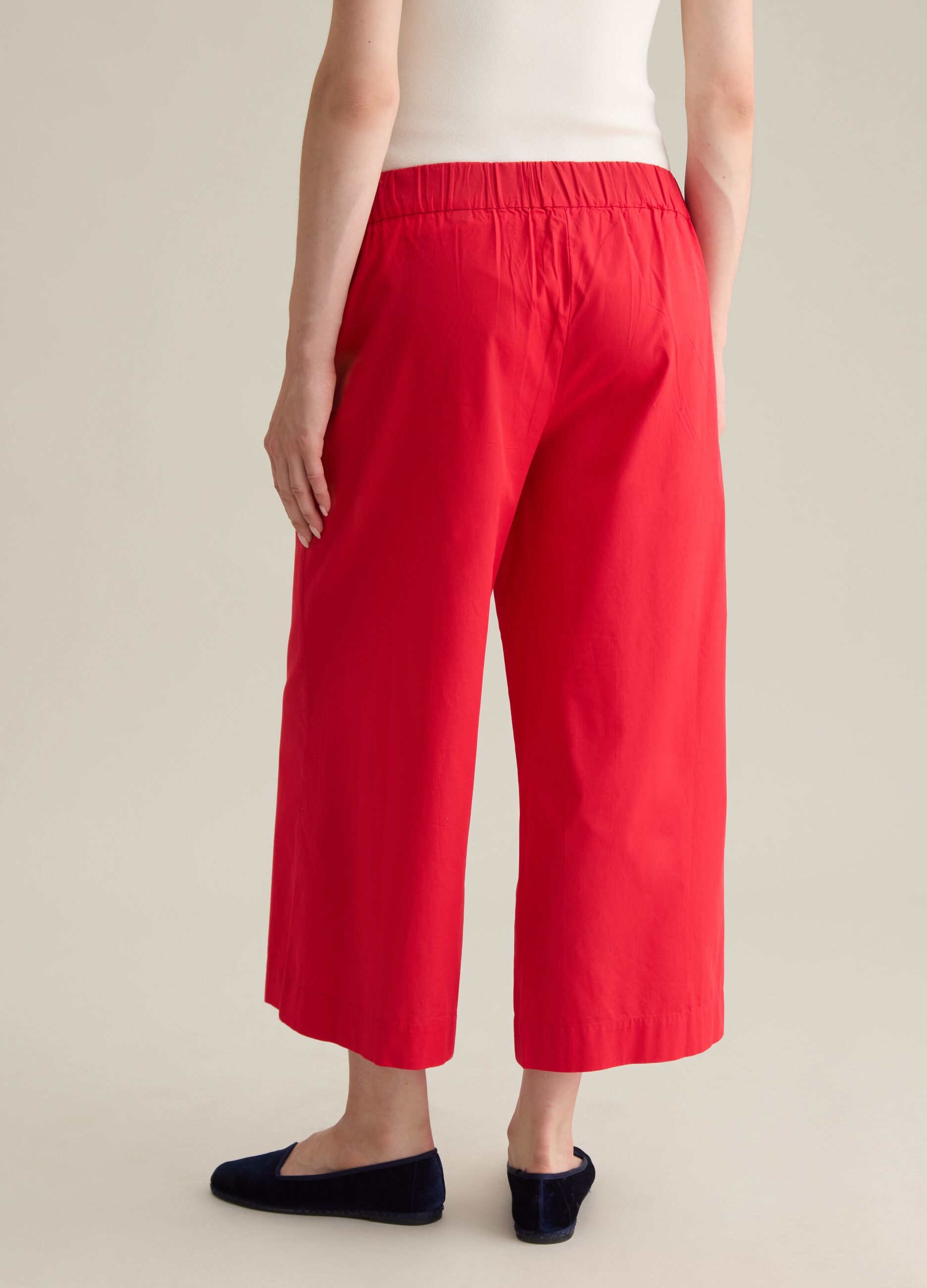 Women's Pure Cotton Red Wide Leg Culottes