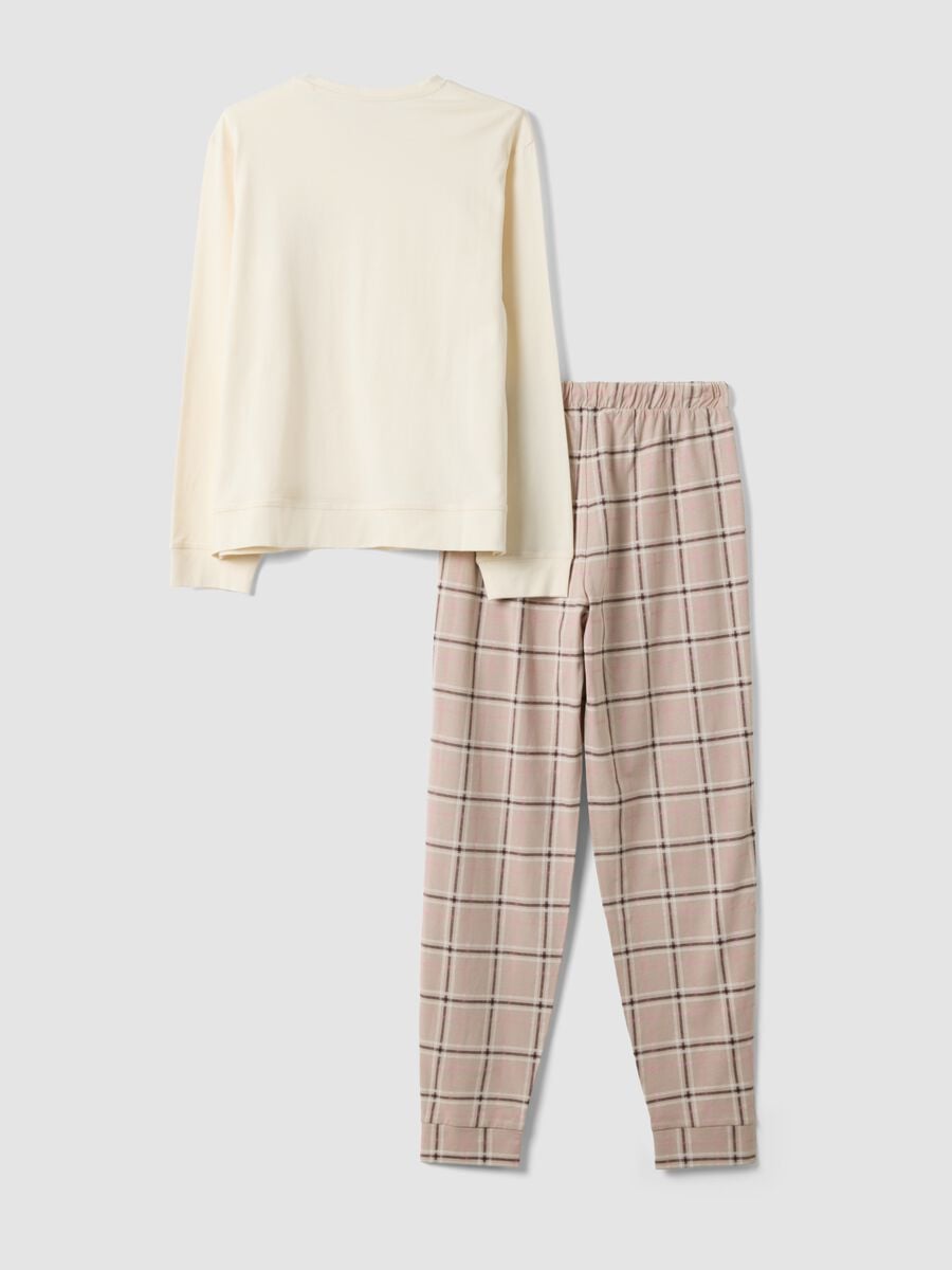 Beige pure organic cotton crew-neck pyjamas_5