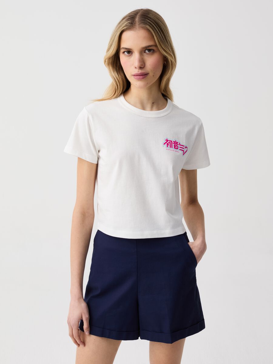 Cotton T-shirt with Hatsune Miku print_0