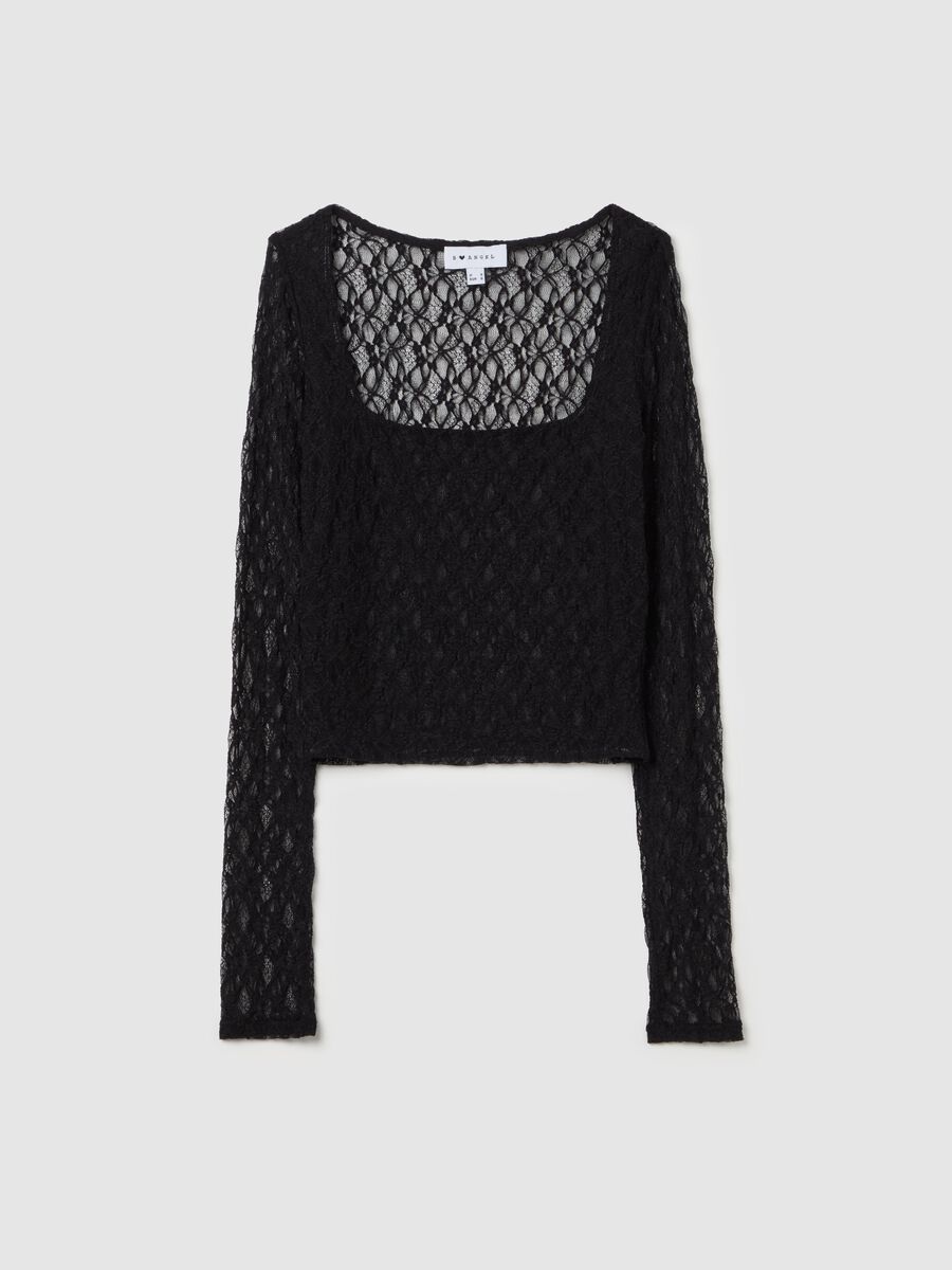 Lace T-shirt with square neck_4