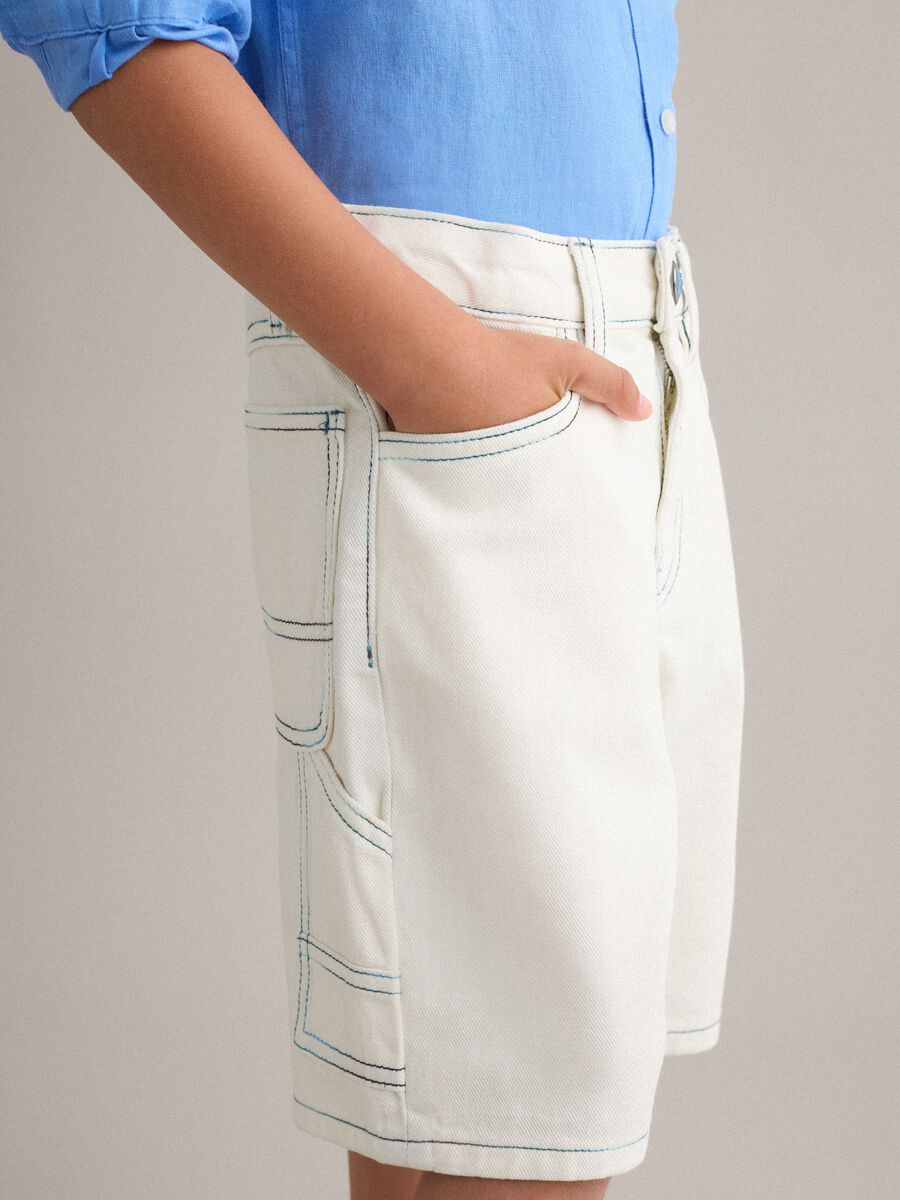 Shorts beige in puro cotone_2