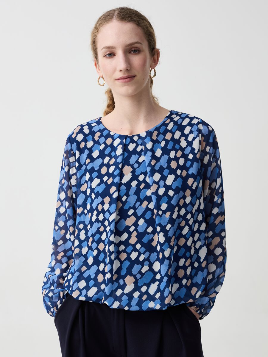 Blouse with long sleeves and pattern_0
