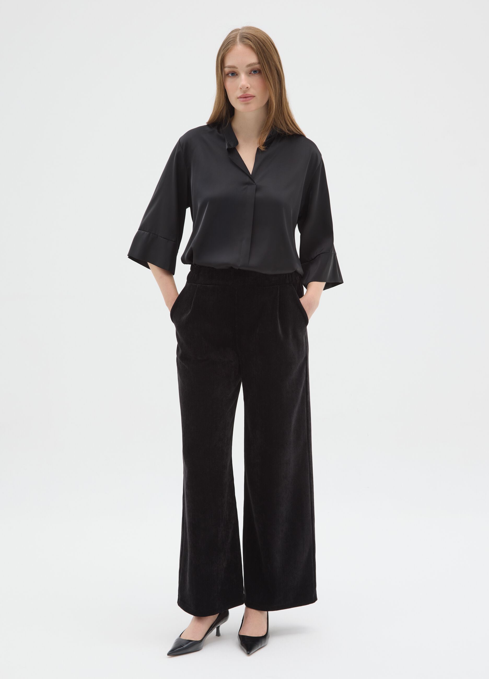 Black regular fit trousers