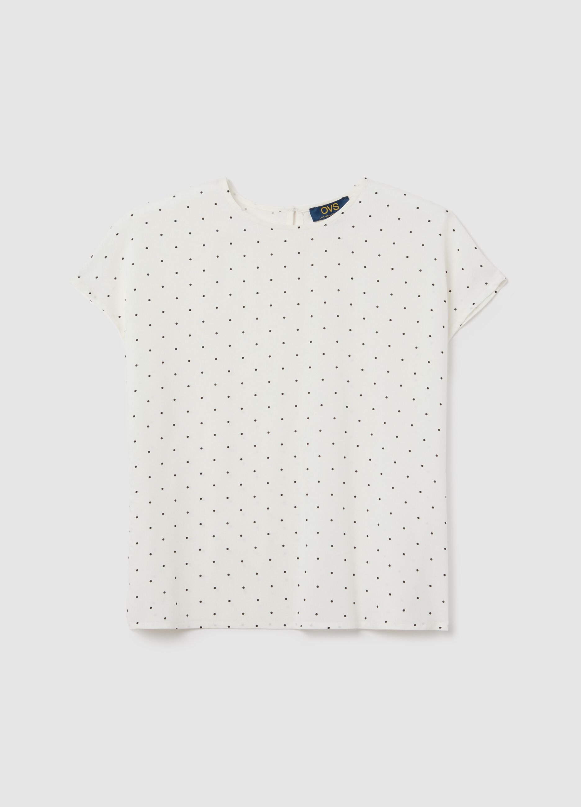 Blusa a maniche corte con pois in viscosa