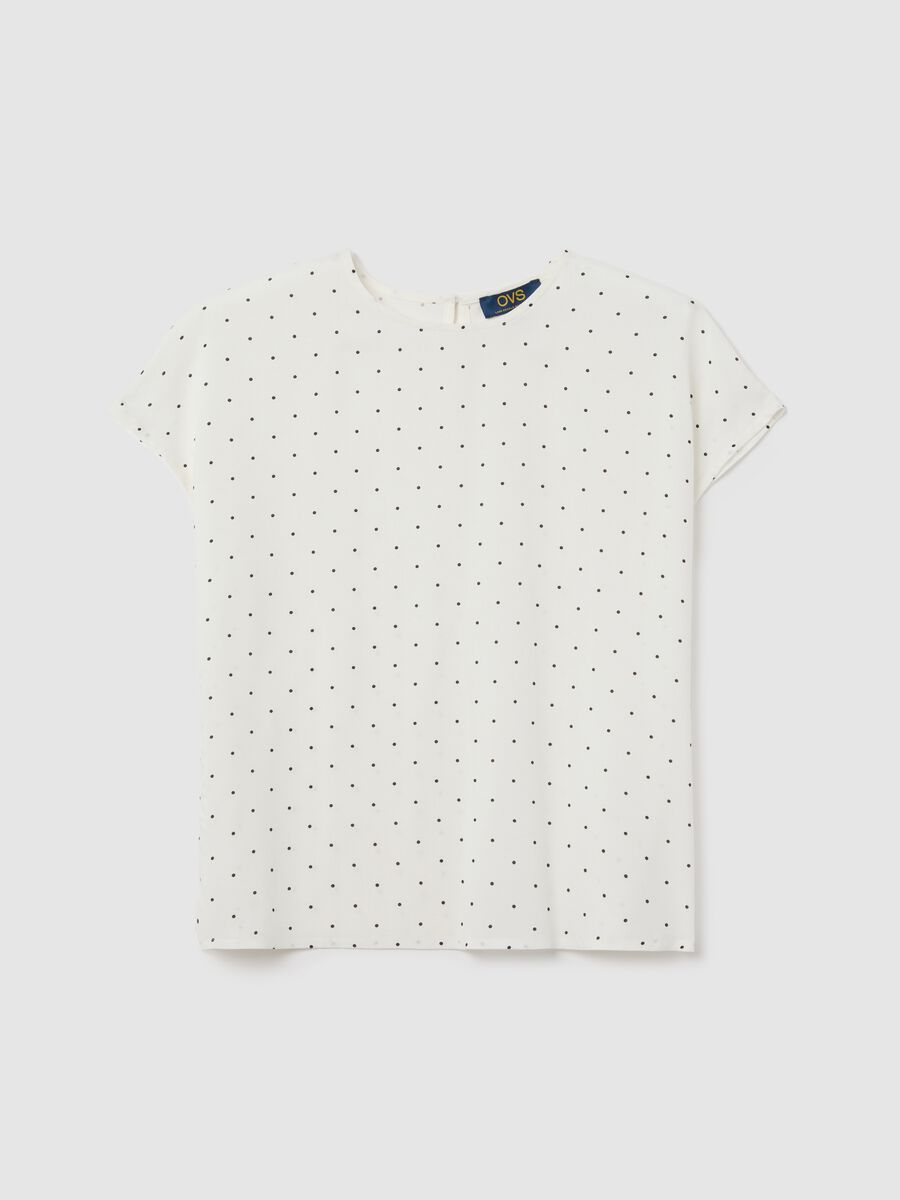 Short-sleeved polka dot blouse in viscose_4