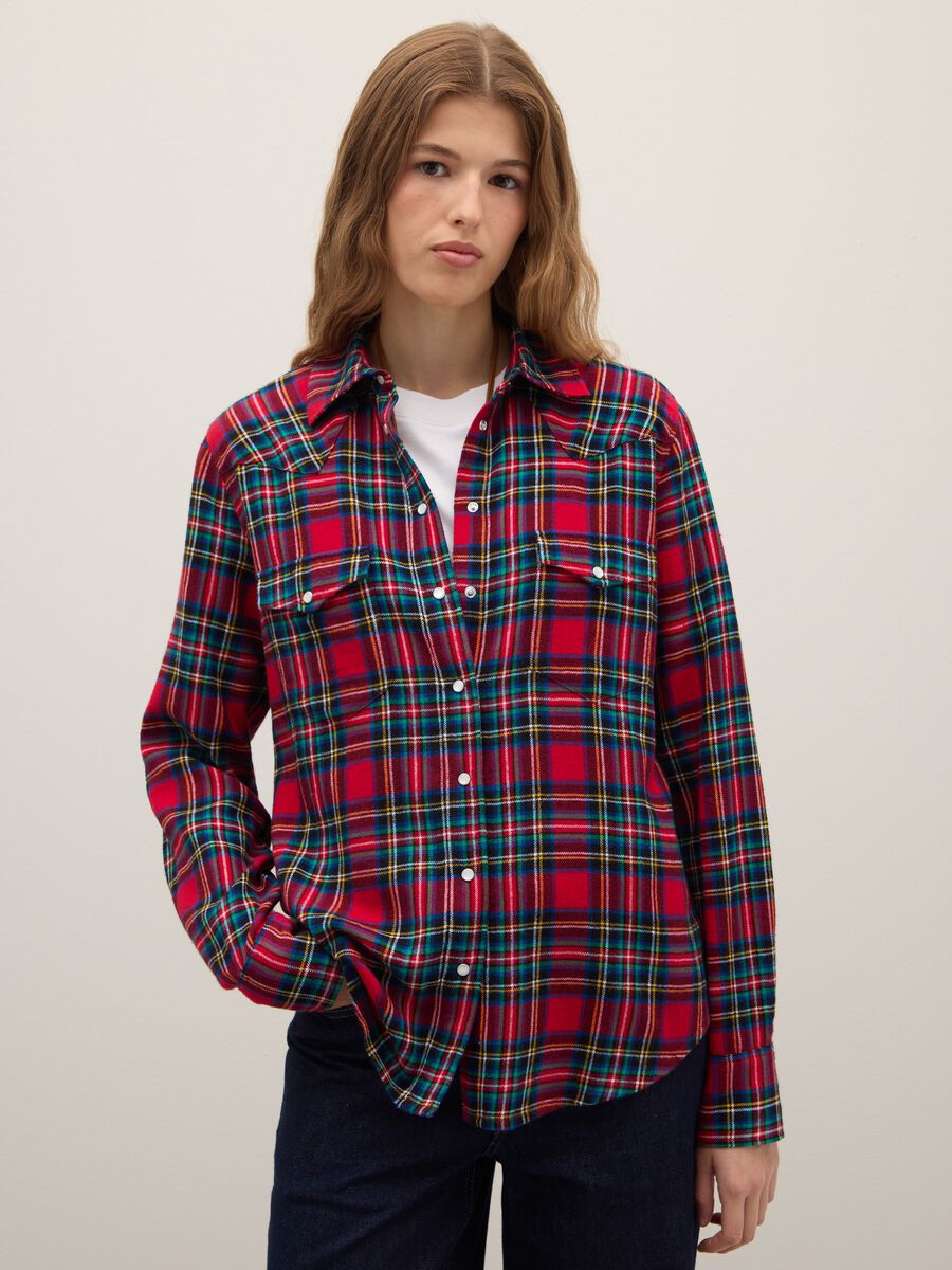 Multicoloured checked shirt in pure cotton and regular fit flannel_1