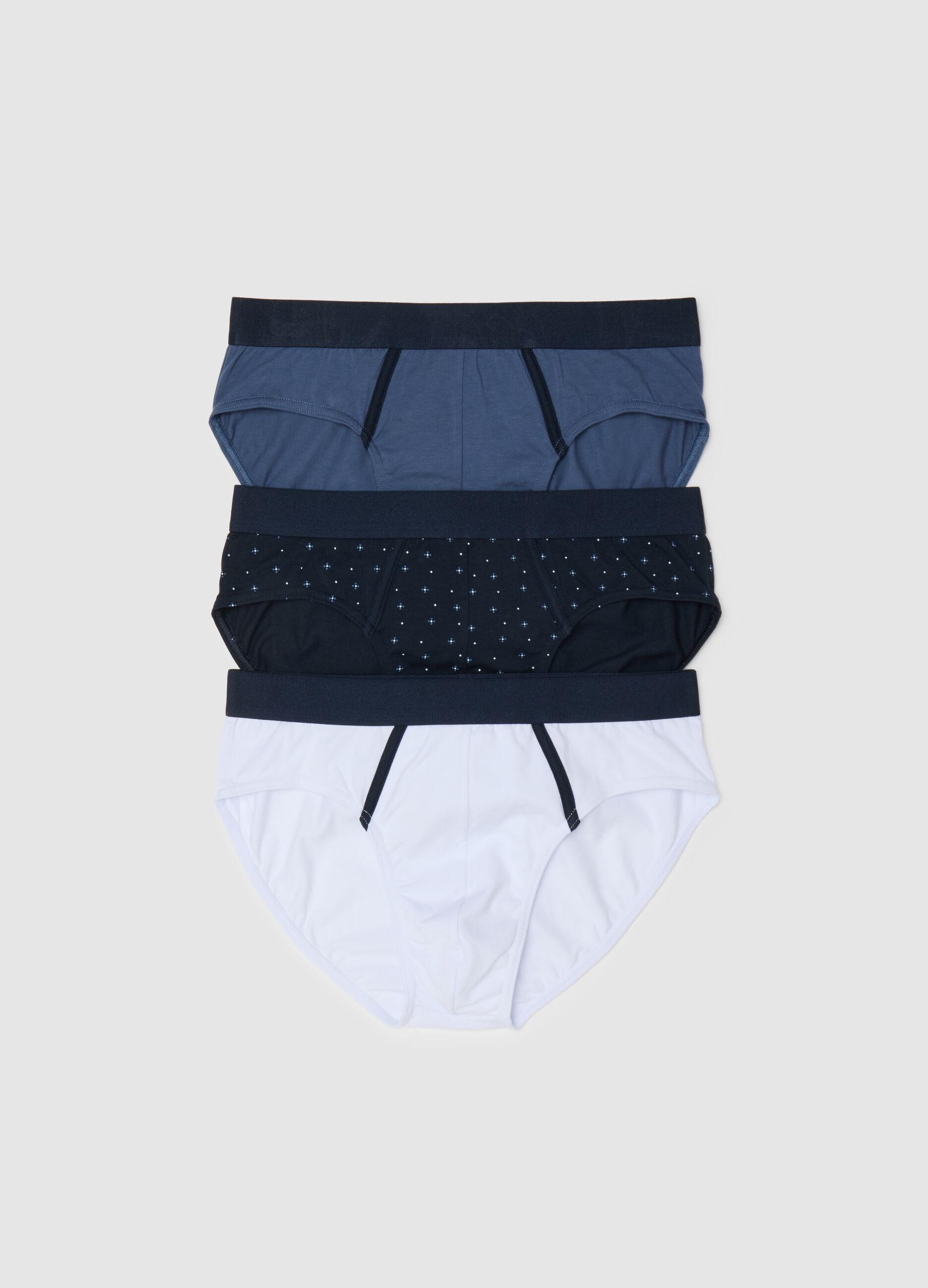 Set 3 slip da uomo in misto cotone multicolor