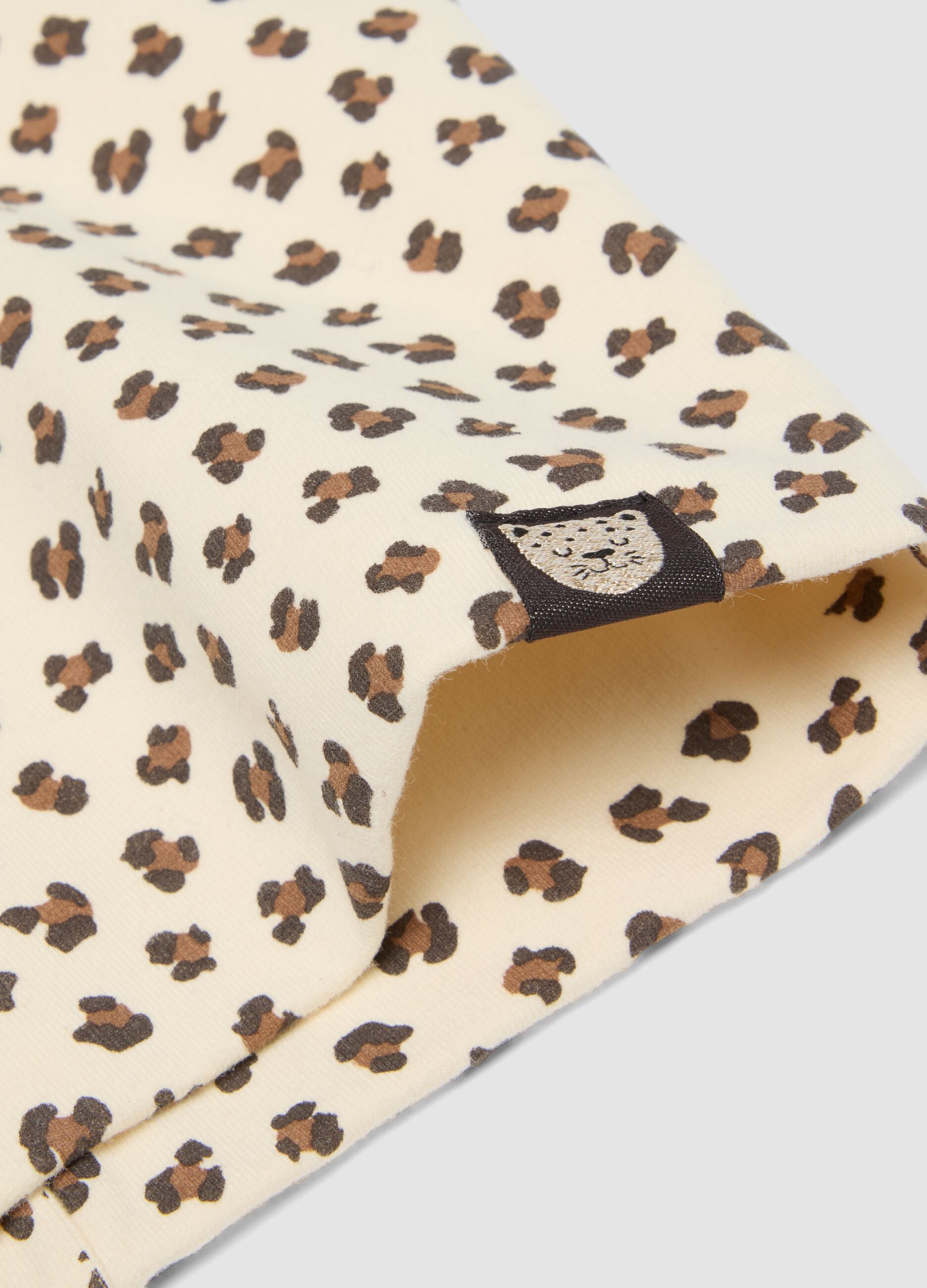 Beige stretch-cotton animal print scarf for girls