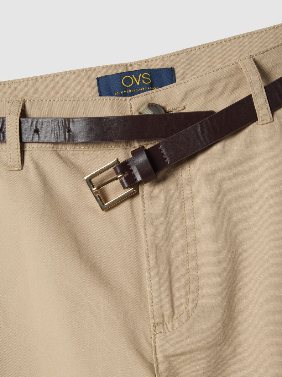 Beige pure cotton chinos regular fit with belt_1