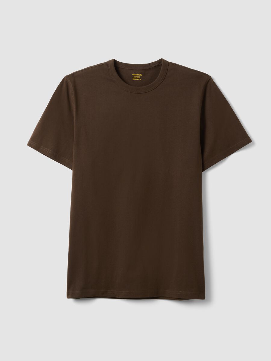 Brown regular fit pure cotton short sleeve T-shirt_4