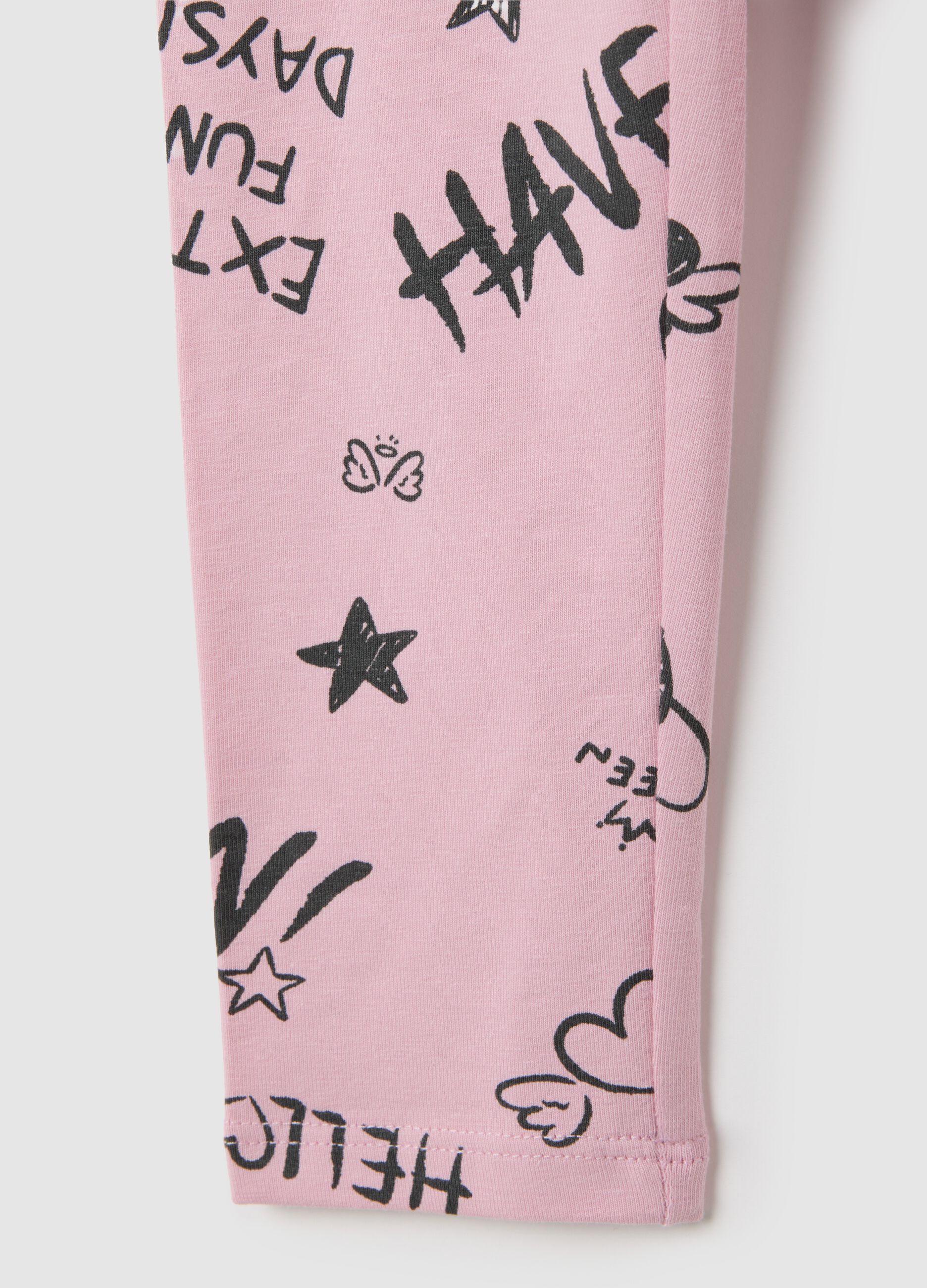 Girls' Pink Stretch Cotton Leggings