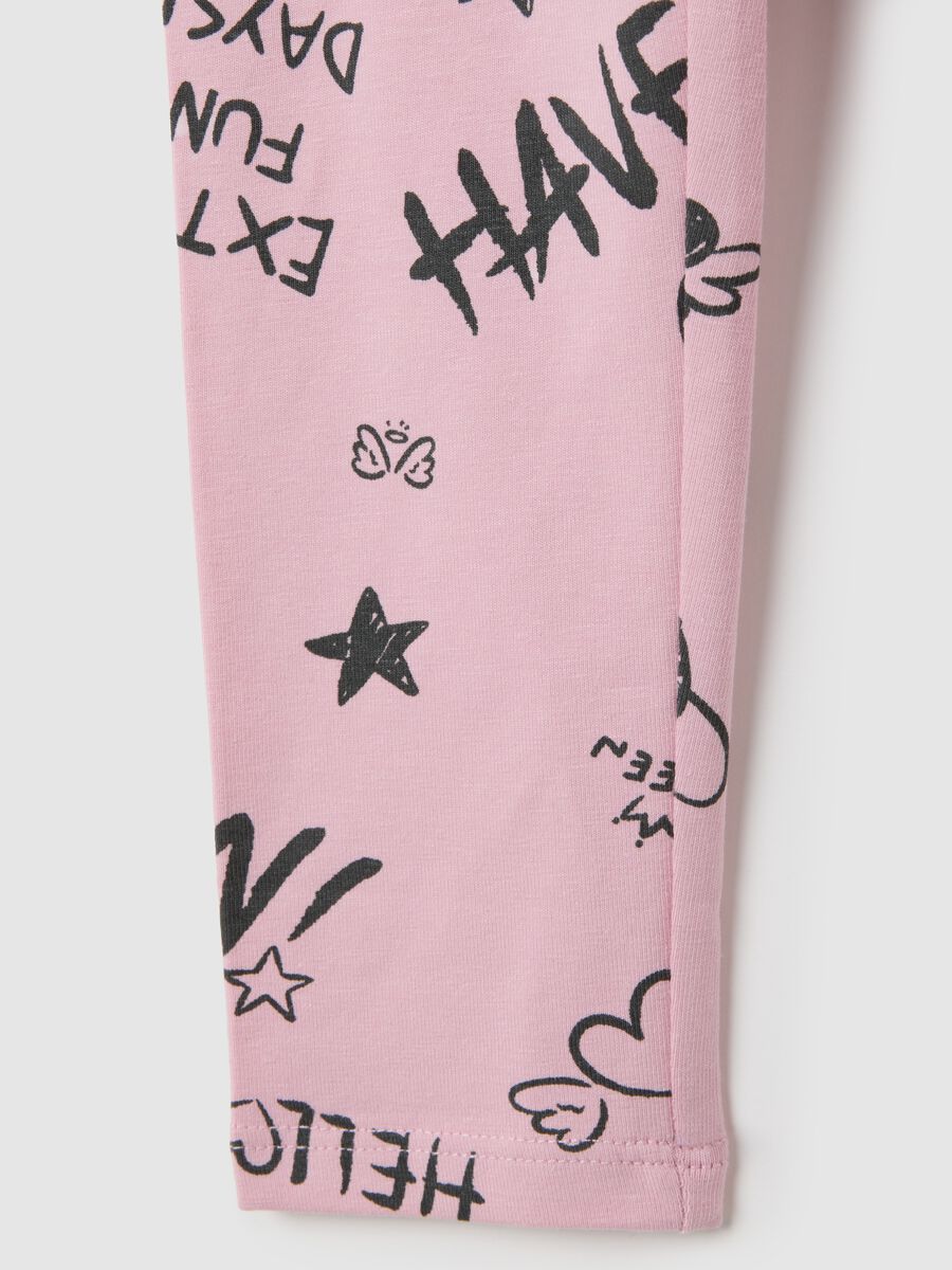 Girls' Pink Stretch Cotton Leggings_3