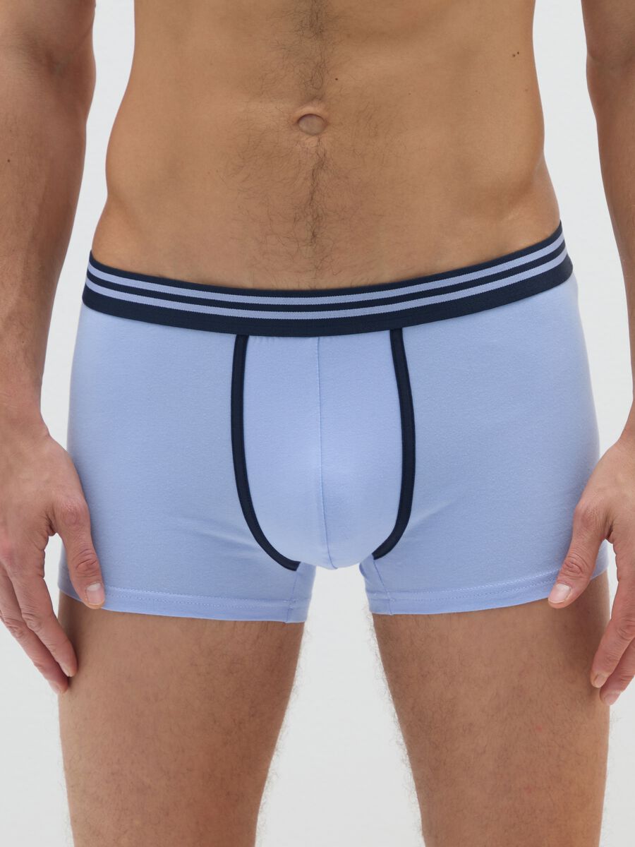 Tripack Boxer Shorts in Stretch Cotton Blue_1