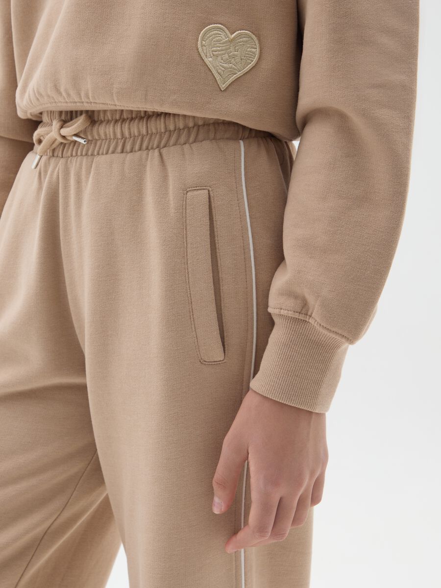 Girls' beige wide leg trousers in cotton blend_2