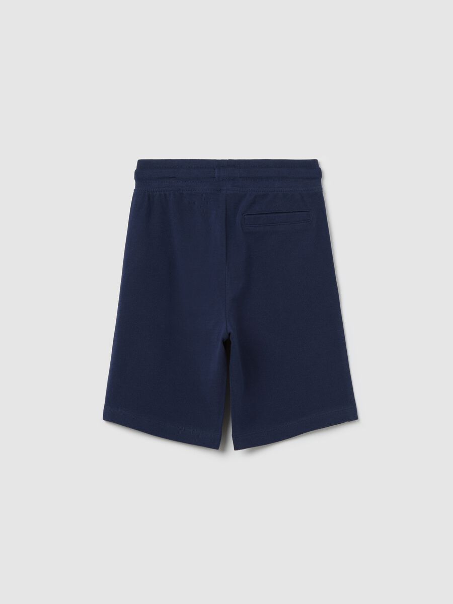 Blue shorts in cotton with drawstring_1