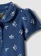 Girls' Regular Fit Blue Pure Cotton Polo with Floral Pattern_3