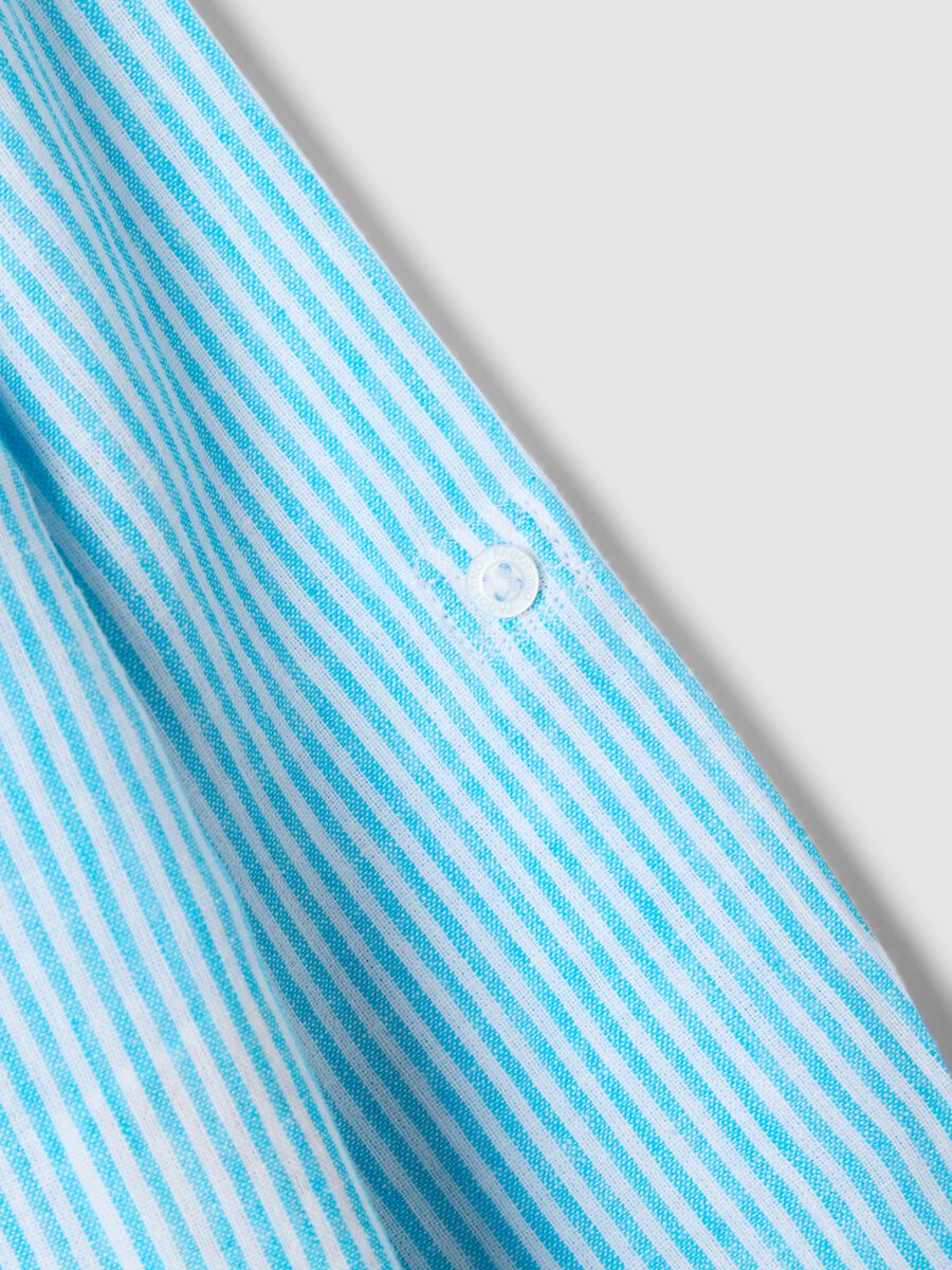 Boys' light blue striped linen-cotton blend shirt, regular fit_3