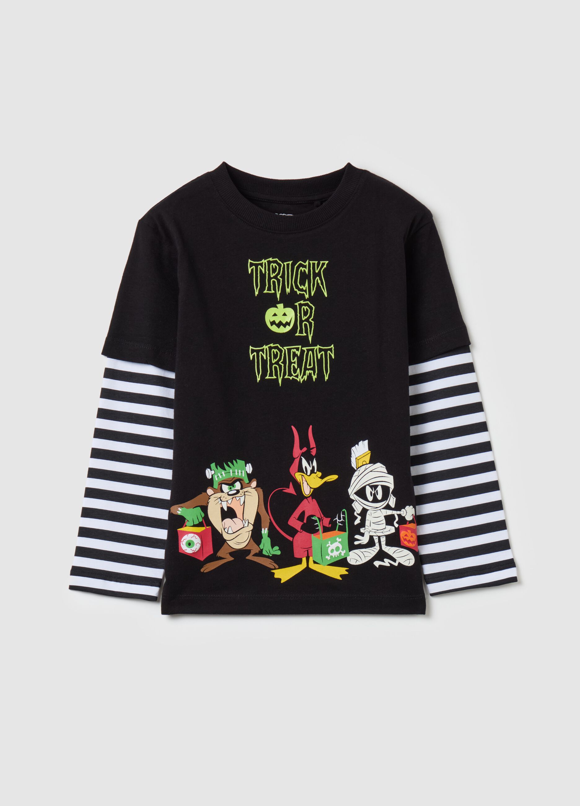 T-shirt with Halloween Taz and Daffy Duck motif