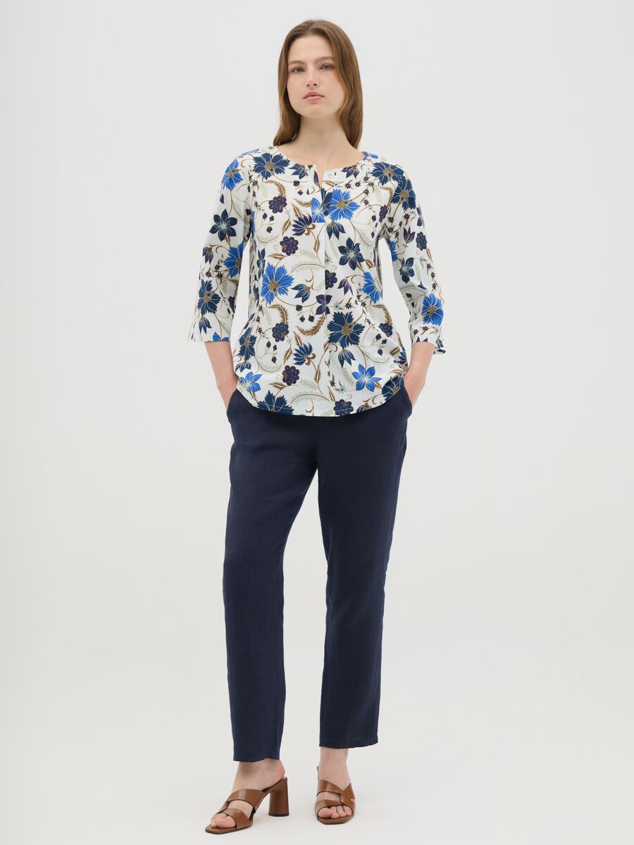 Women's multicoloured stretch cotton blouse in regular fit_1