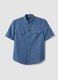 Men's blue shirt in linen and cotton blend_4