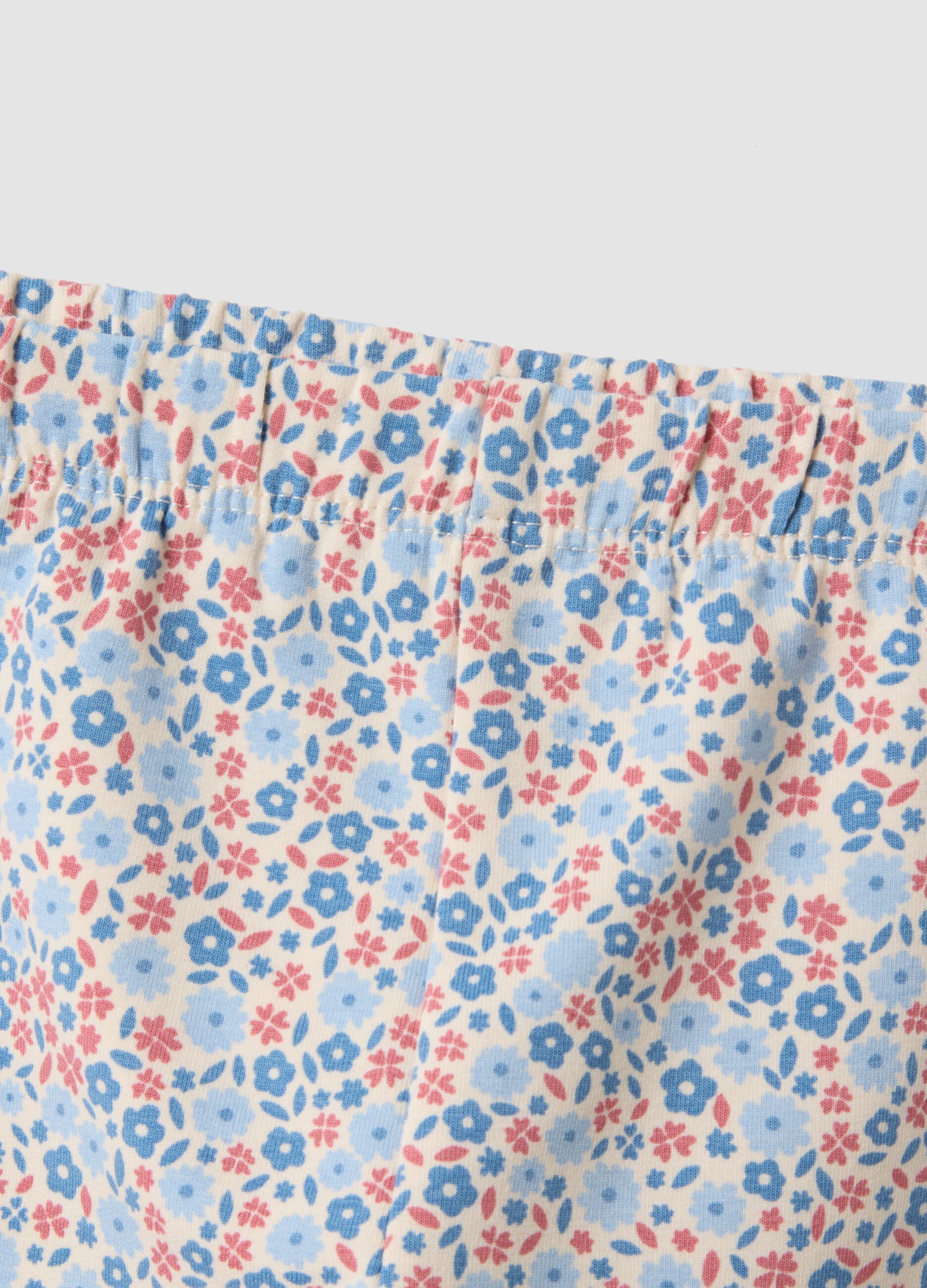 Grey floral stretch cotton leggings