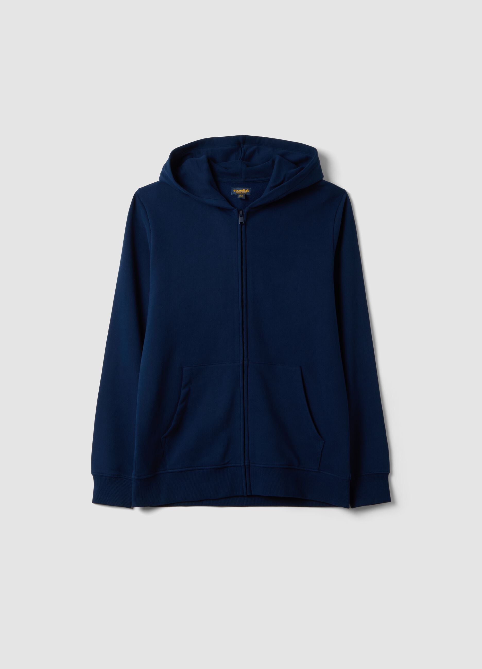 Navy blue organic cotton hoodie in a regular fit
