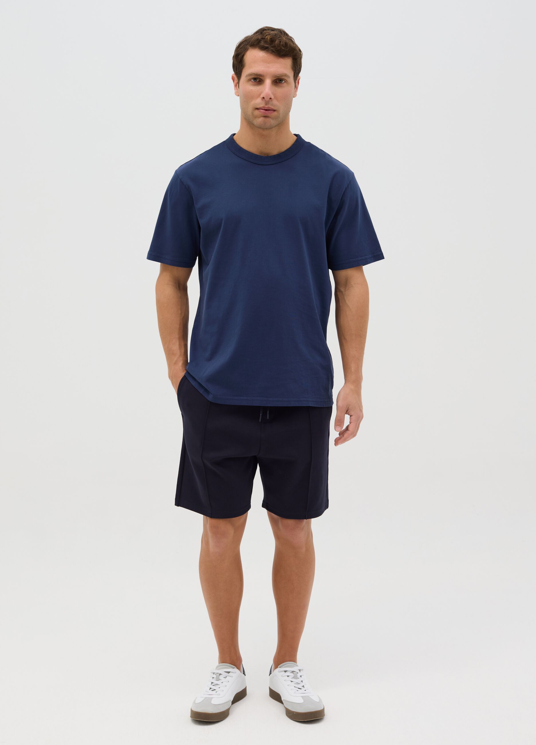 Blue Cotton Short-Sleeve T-shirt