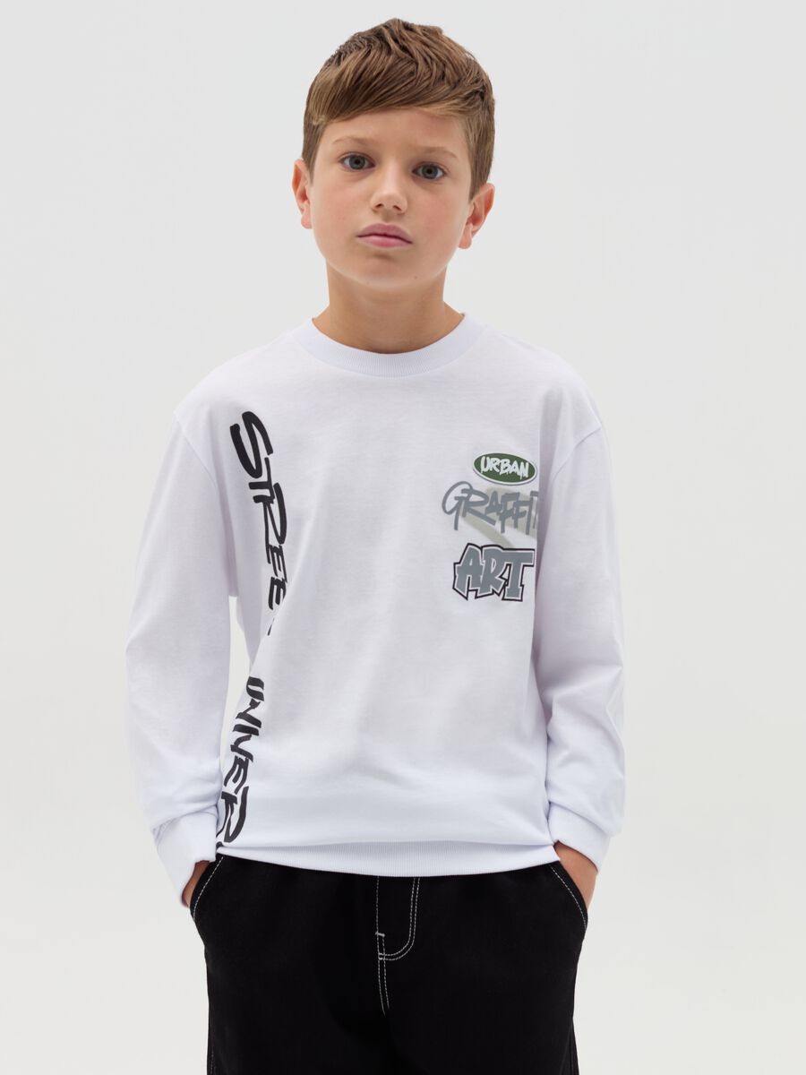 T-shirt a maniche lunghe con stampa_0