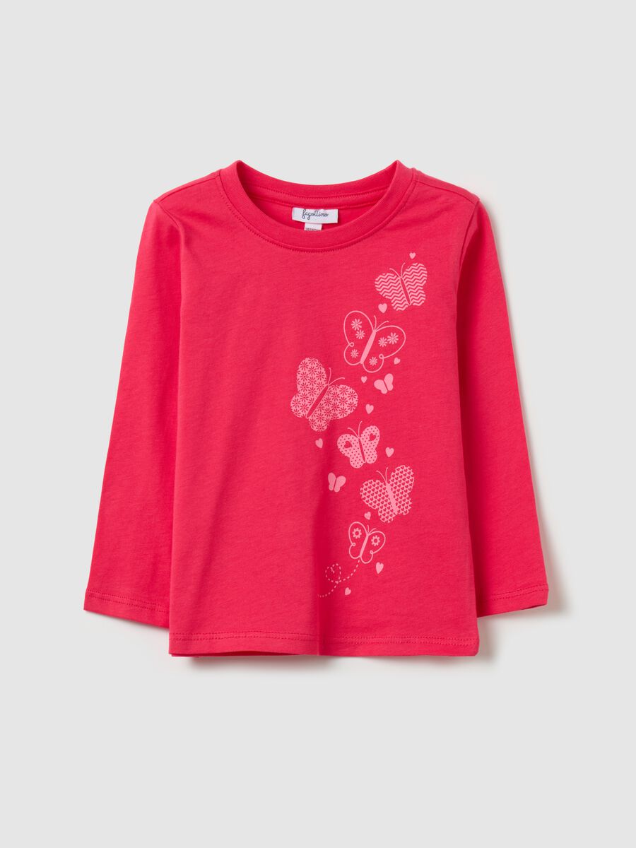 Cotton T-shirt with print and long sleeves_0