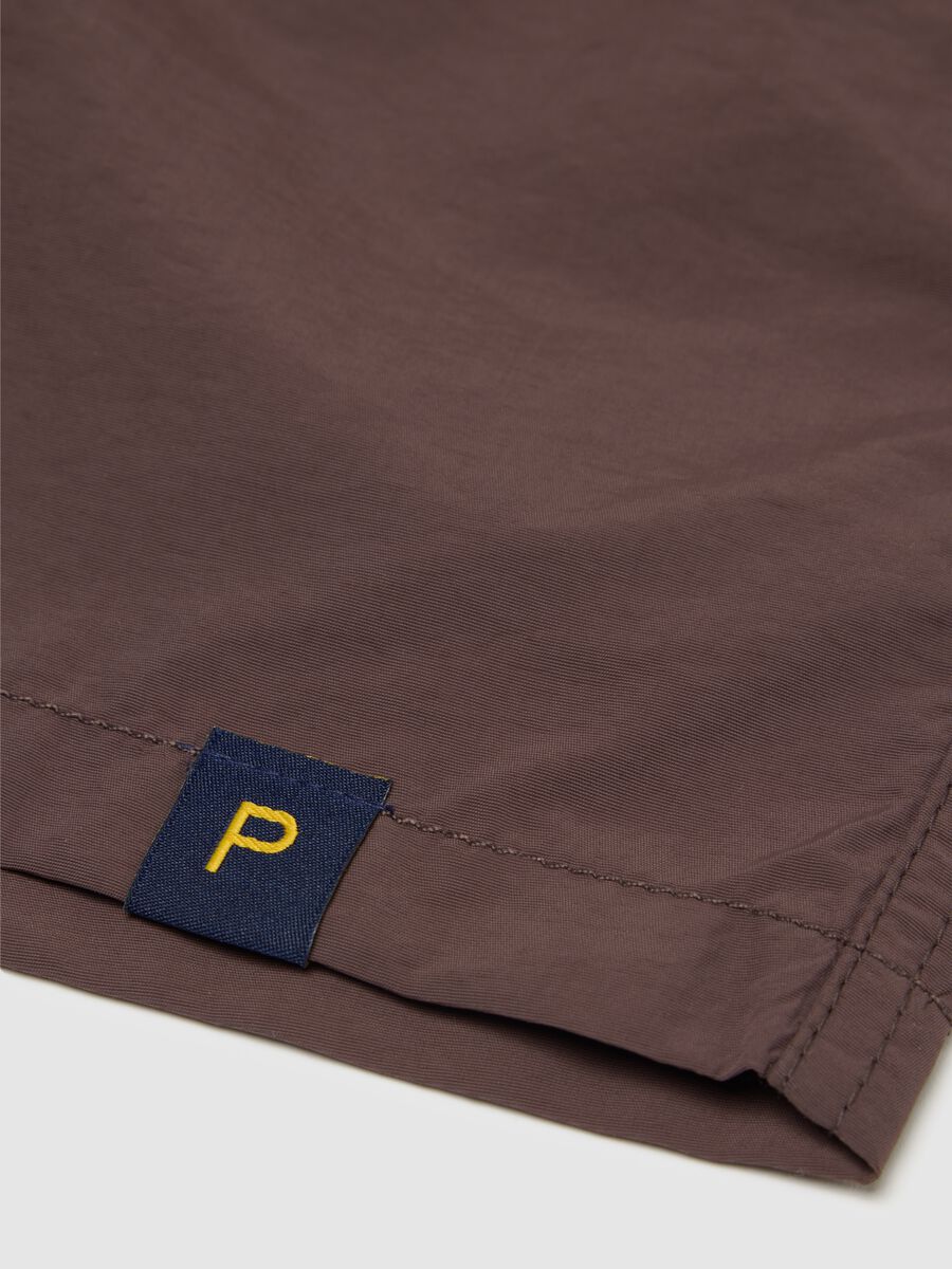Men’s regular-fit swim boxers in brown blend with elastic waist_5