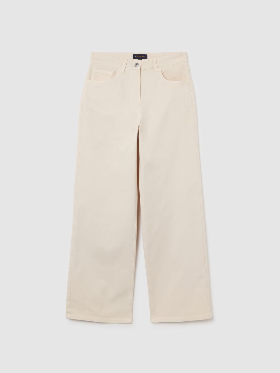 White wool straight-leg trousers_0