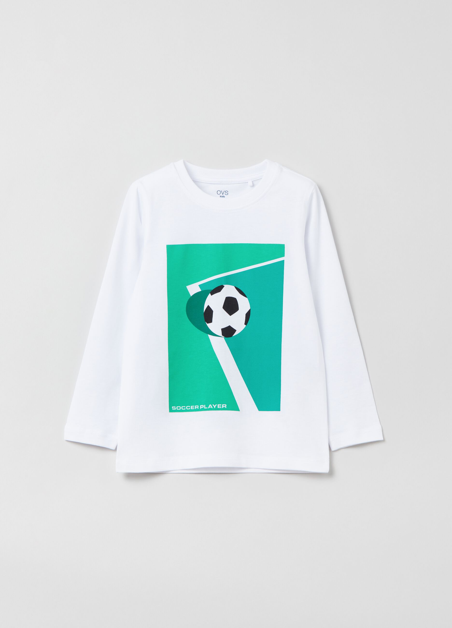 Cotton T-shirt with football print