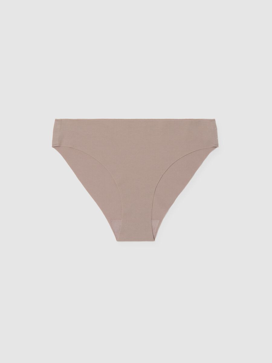 Beige stretch cotton regular fit briefs_4