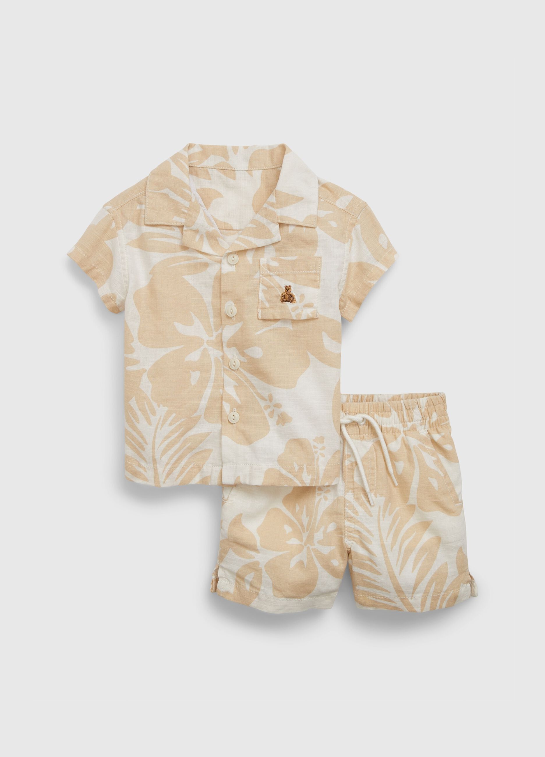 Set camicia e shorts in lino e cotone