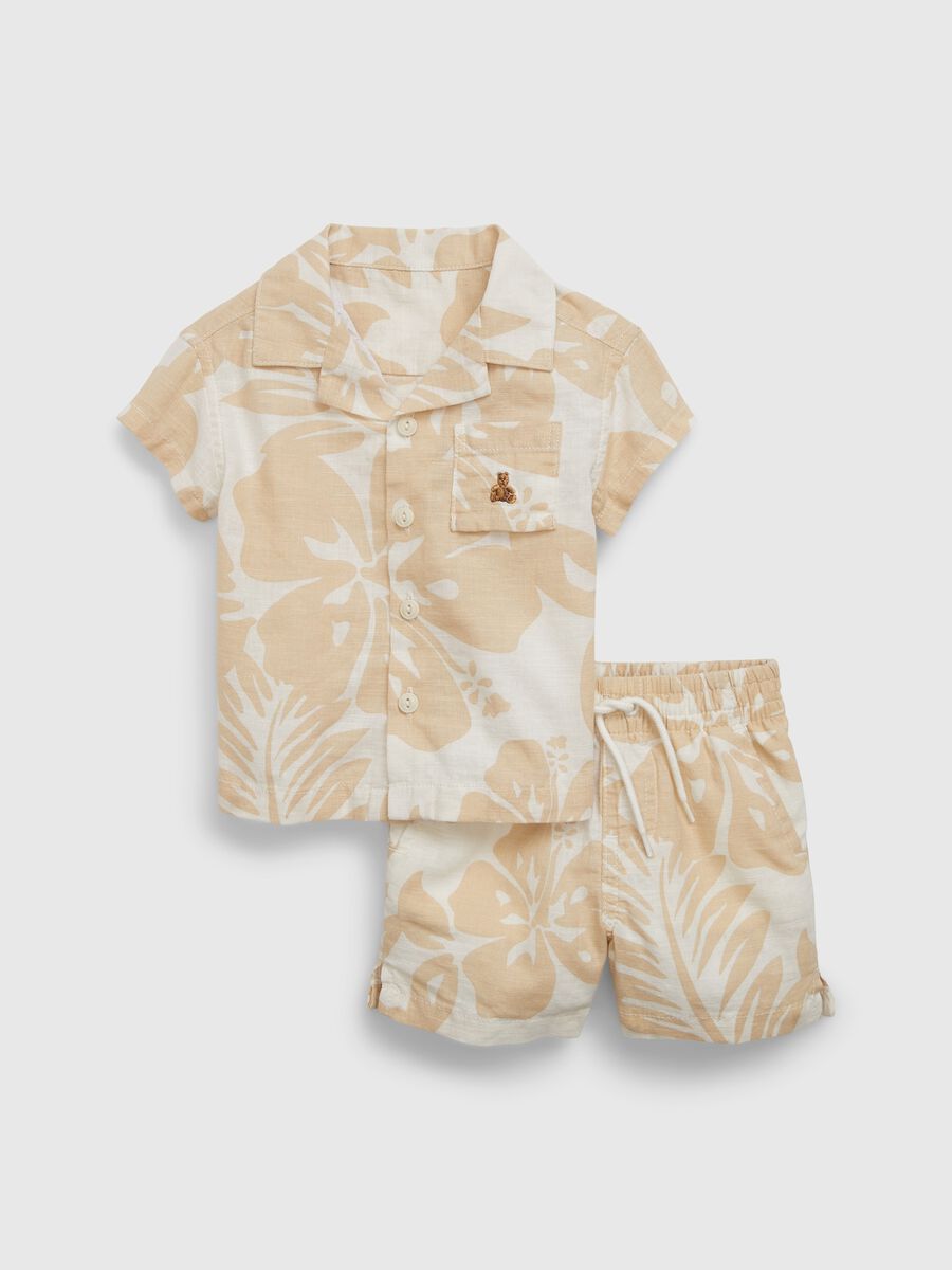 Set camicia e shorts in lino e cotone_0