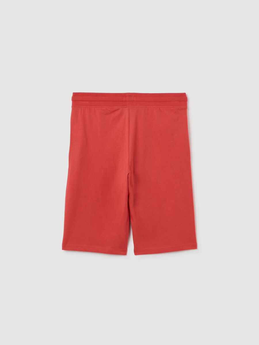 Boys' red pure cotton Bermuda shorts regular fit with elasticated waistband_4