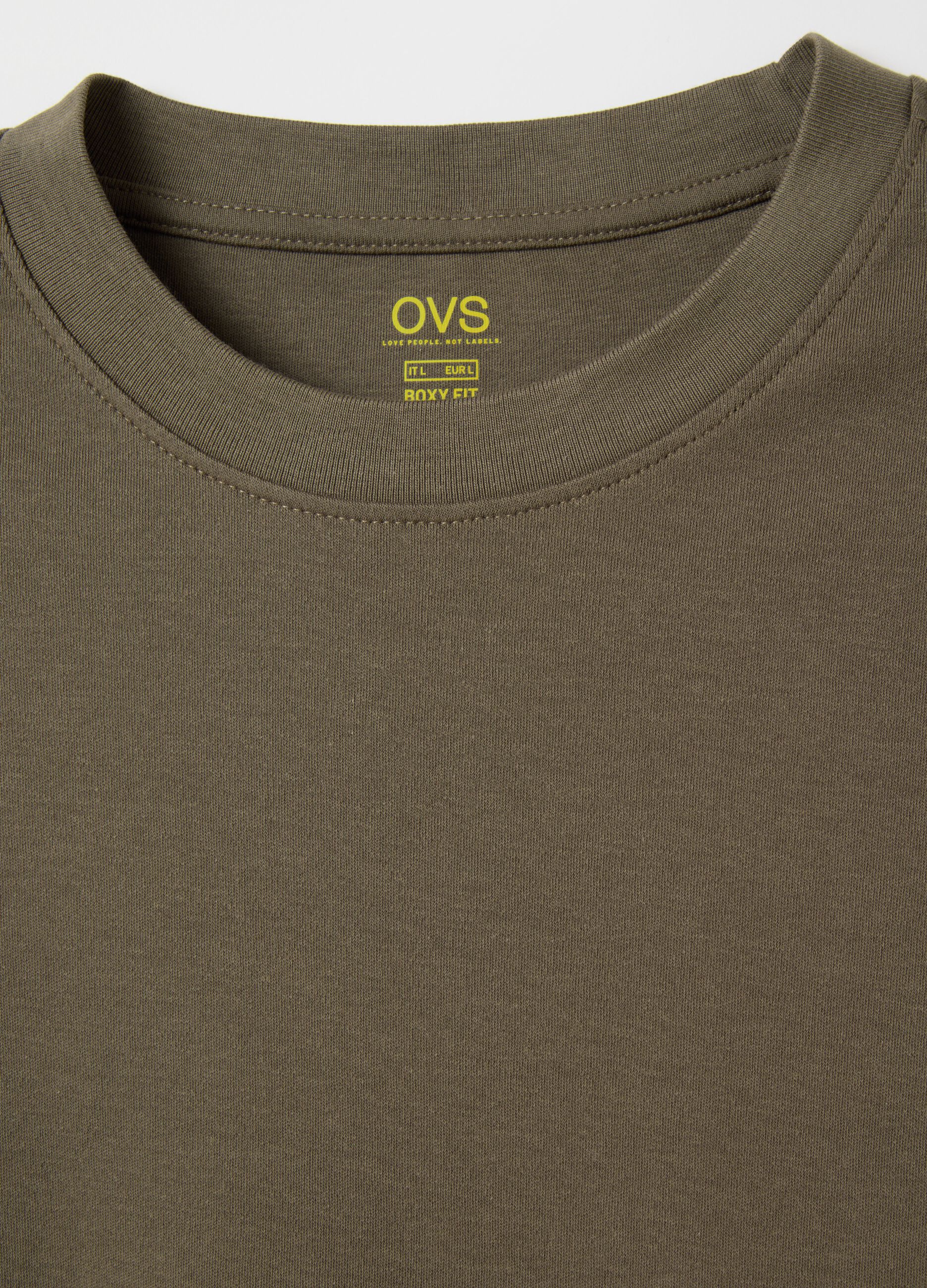Boxy fit green pure cotton T-shirt