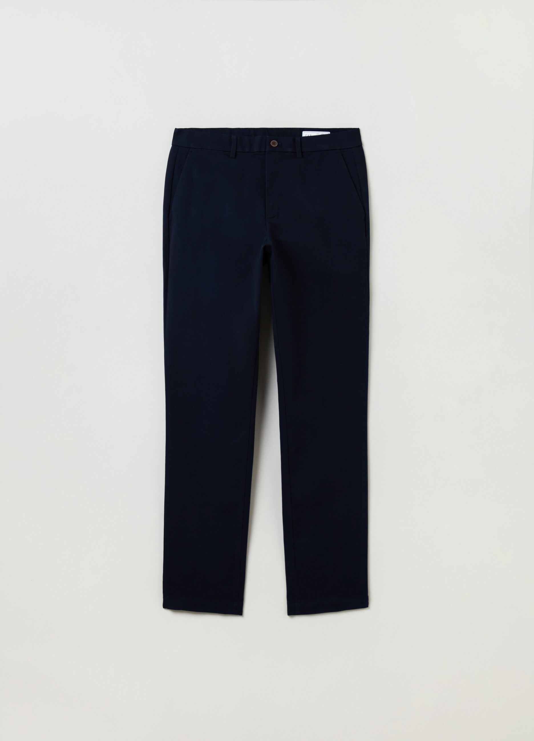 Stretch cotton slim fit trousers