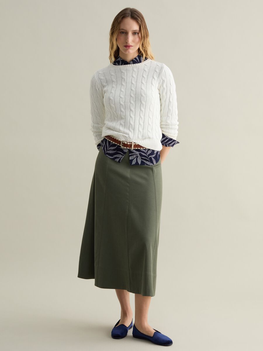 Ribbed pullover with cable-knit design_1